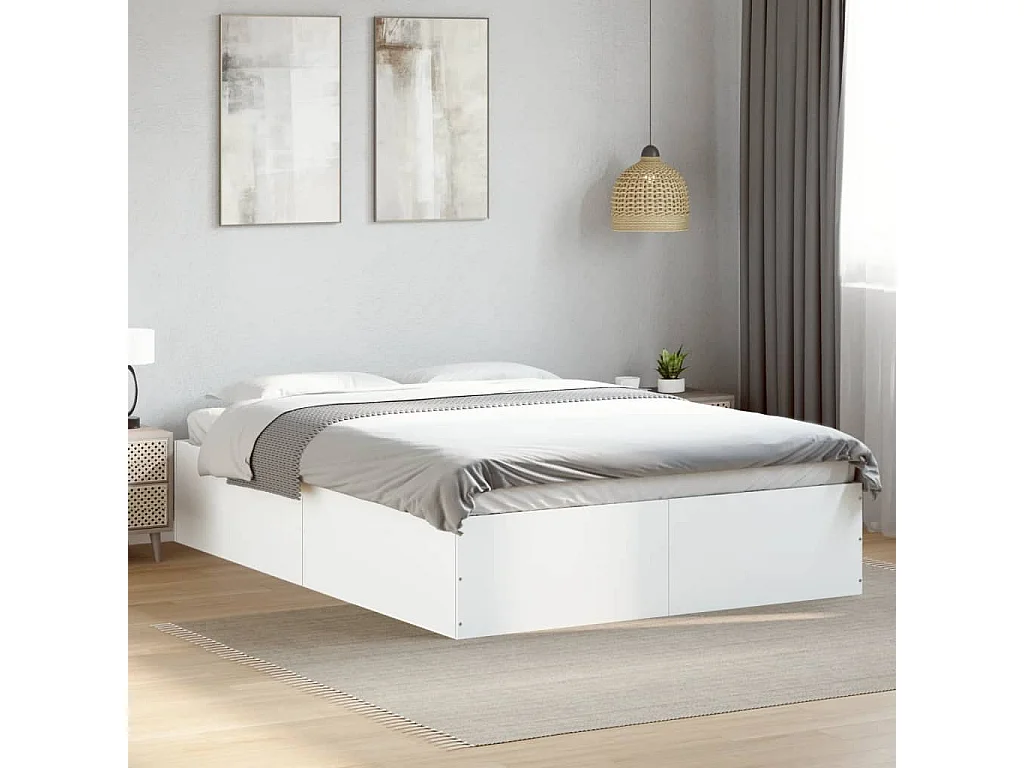 Bedframe bewerkt hout wit 140x200 cm