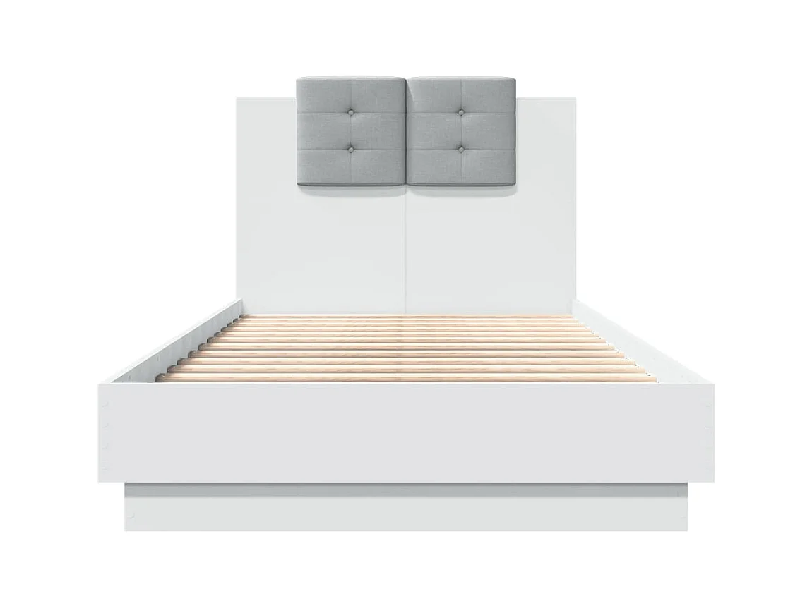 Bedframe met hoofdeinde bewerkt hout wit 90x190 cm