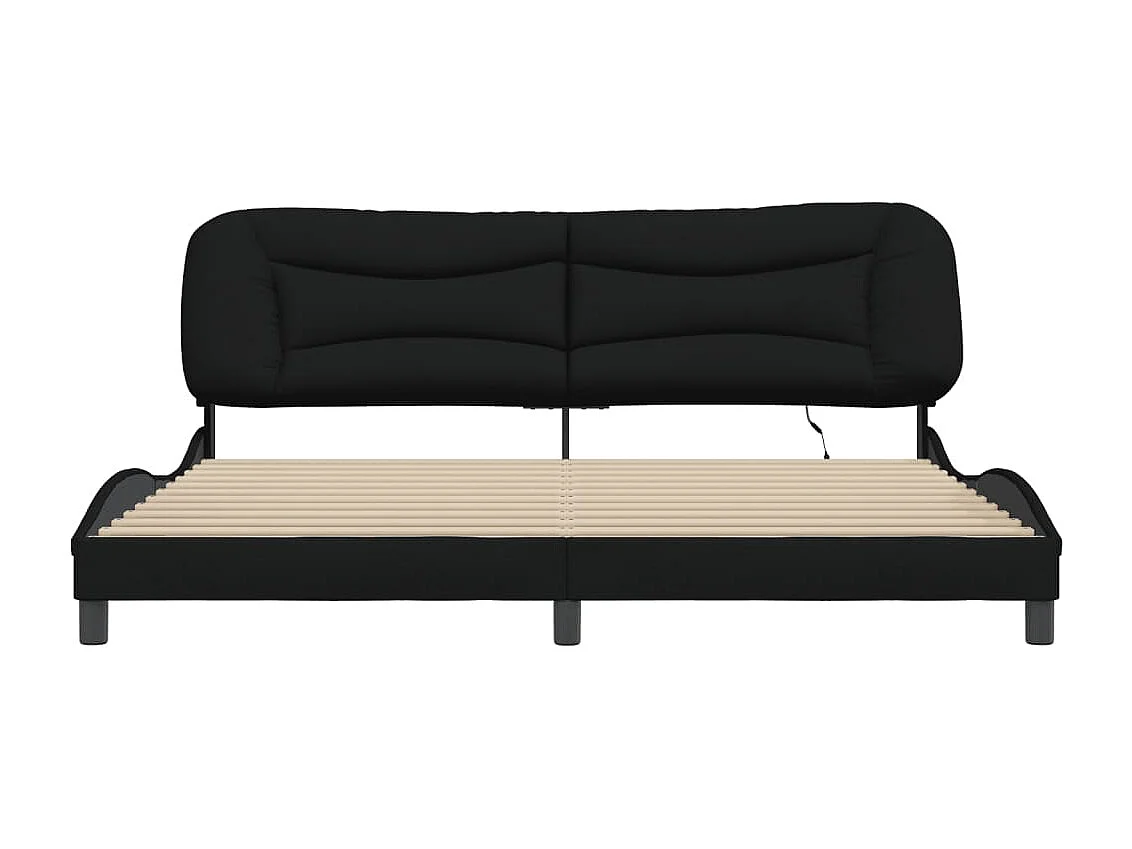 Cadre de lit avec LED sans matelas Hvar noir 200x200 cm tissu