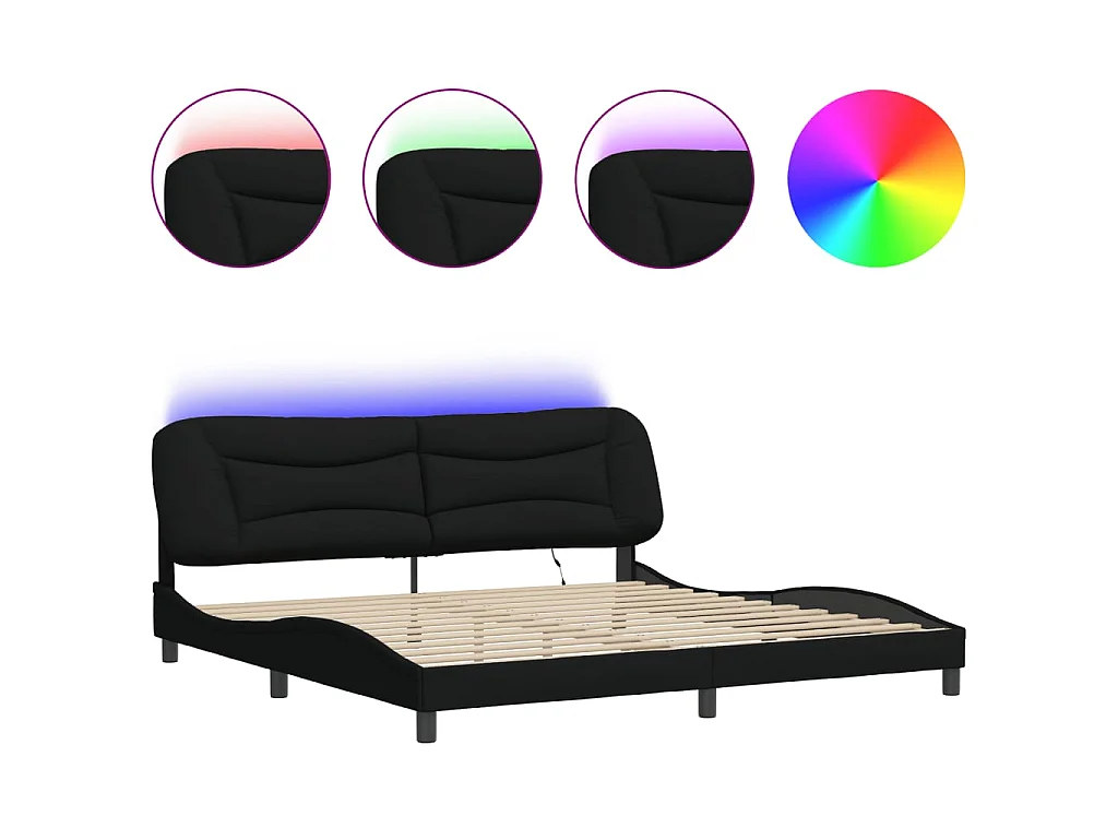 Bedframe met LED zonder matras "Hvar" 200x200 cm stof zwart