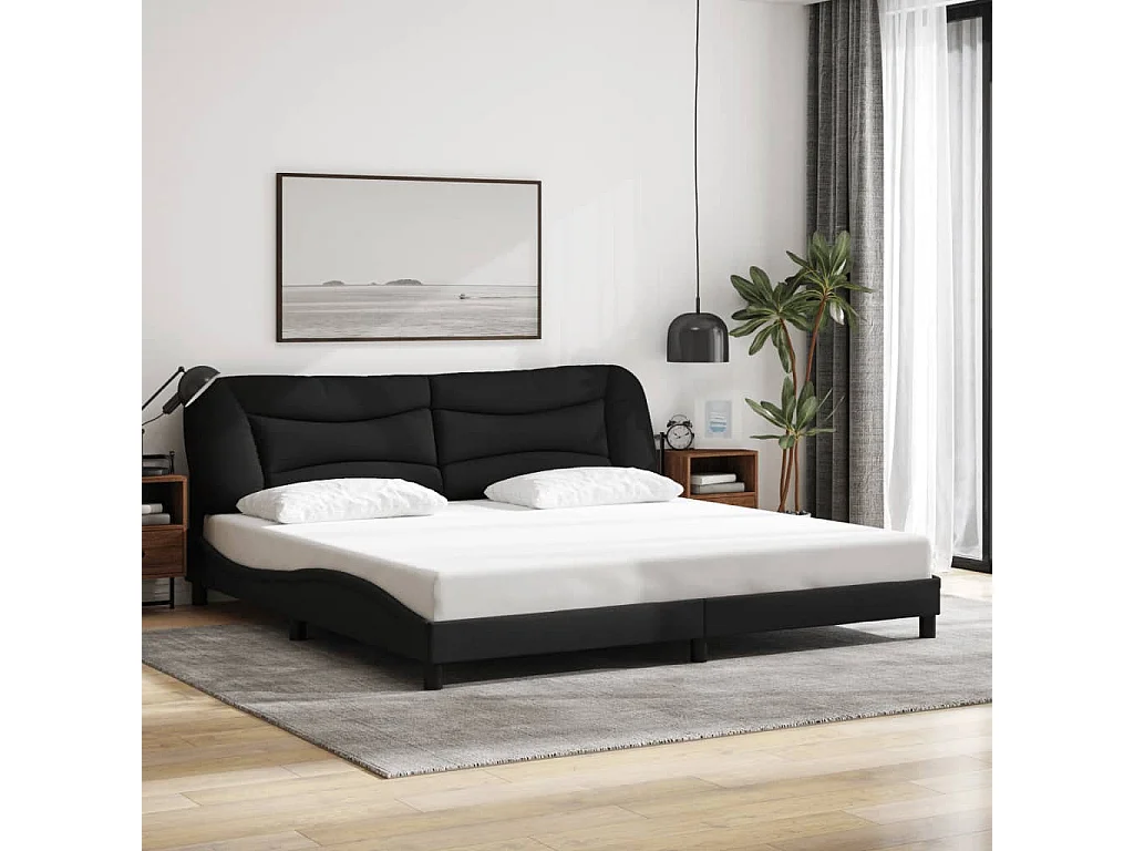 Bedframe met LED zonder matras "Hvar" 200x200 cm stof zwart