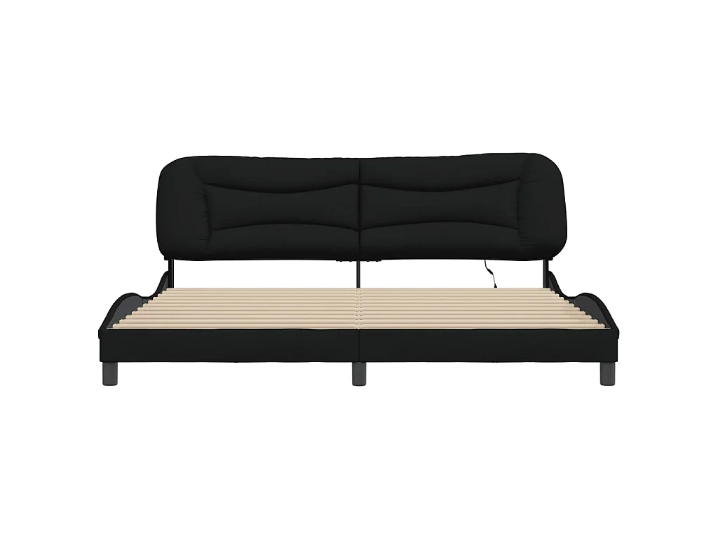 Bedframe met LED zonder matras "Hvar" 200x200 cm stof zwart