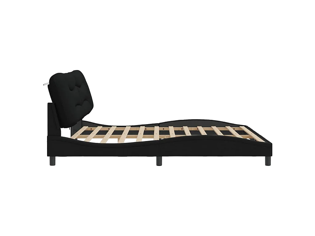 Bedframe met LED zonder matras "Hvar" 200x200 cm stof zwart