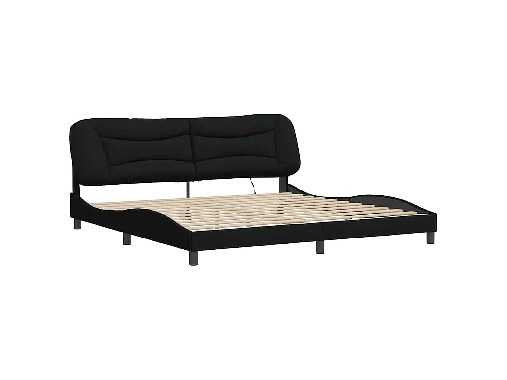 Cadre de lit avec LED sans matelas Hvar noir 200x200 cm tissu
