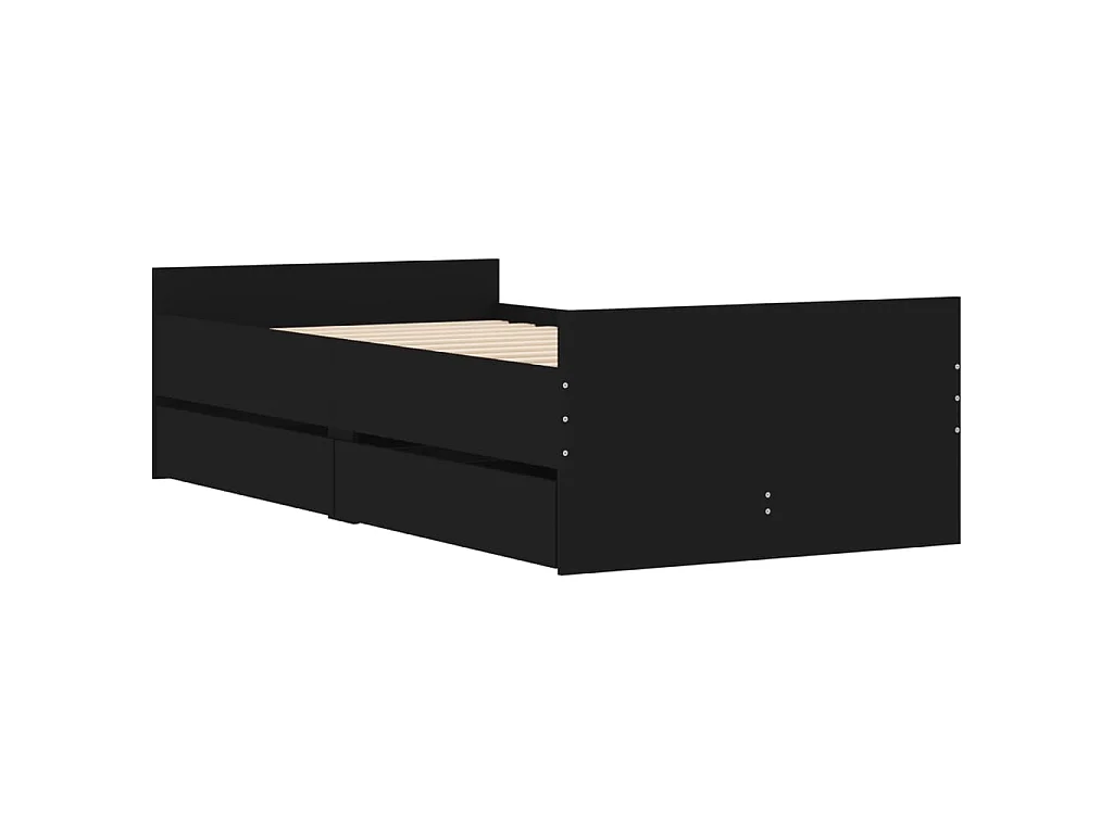 Giroletto Nero con Cassetti 75x190 cm Small Single