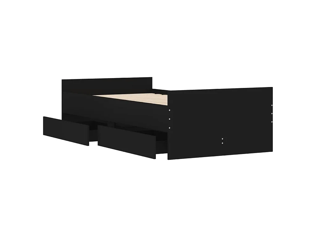 Estrutura cama de solteiro pequena c/ gavetas 75x190 cm preto