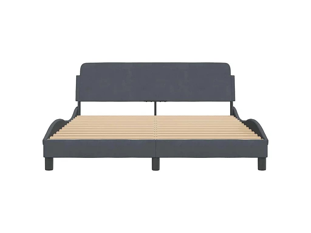 Cadre de lit Dover gris foncé 160x200 cm velours
