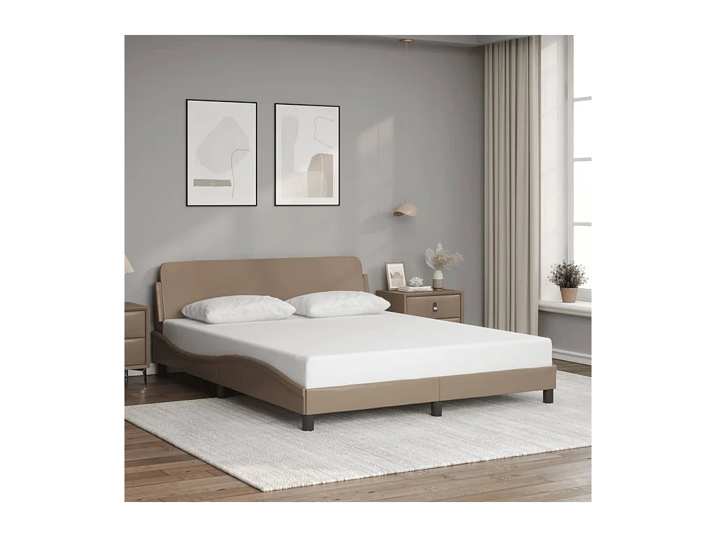 Cadre de lit sans matelas cappuccino 160x200 cm similicuir