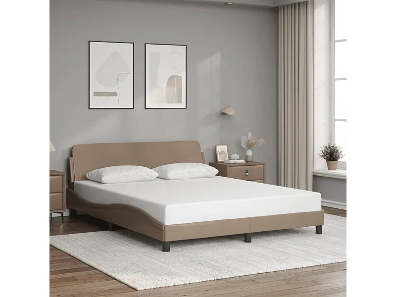 Estrutura de cama Dover 160x200 cm couro artificial cappuccino