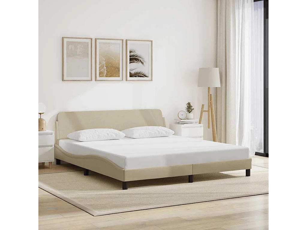 Estructura de cama Dover tela color crema 180x200 cm