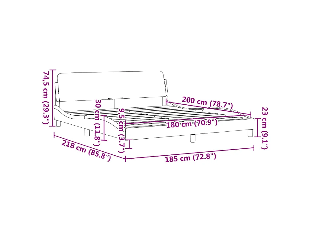 Estructura de cama Dover tela color crema 180x200 cm