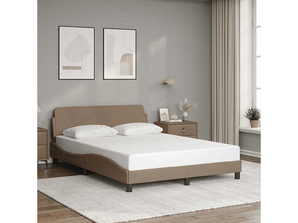 Estrutura de cama Dover couro artif. 140x190 cm cappuccino