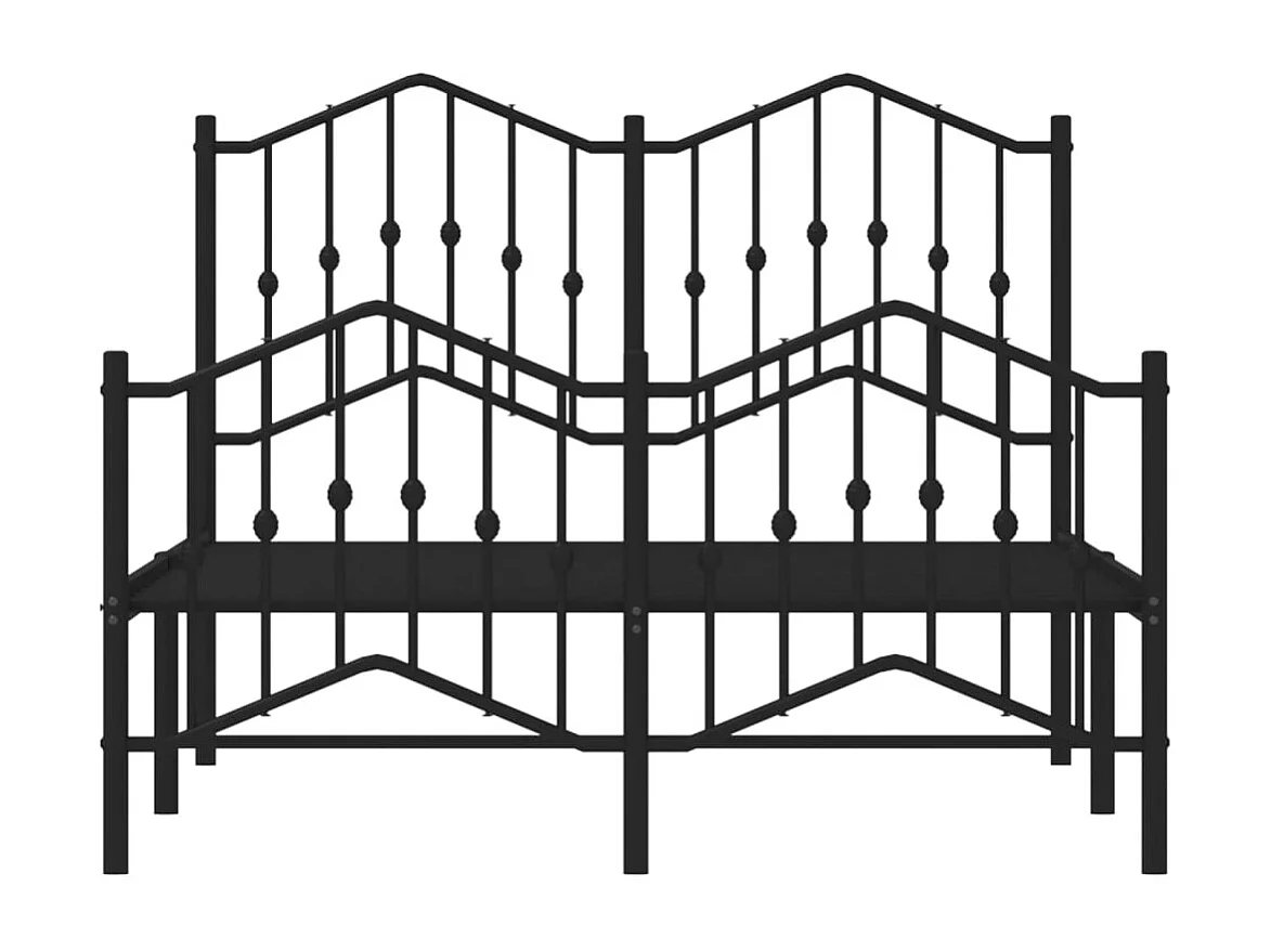 Cadre de lit métal sans matelas avec pied de lit noir 120x200cm