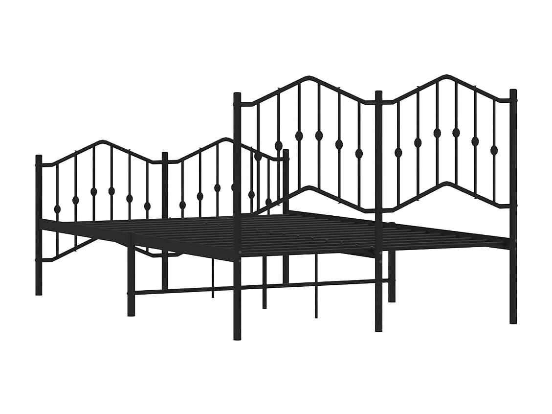 Cadre de lit métal sans matelas avec pied de lit noir 120x200cm
