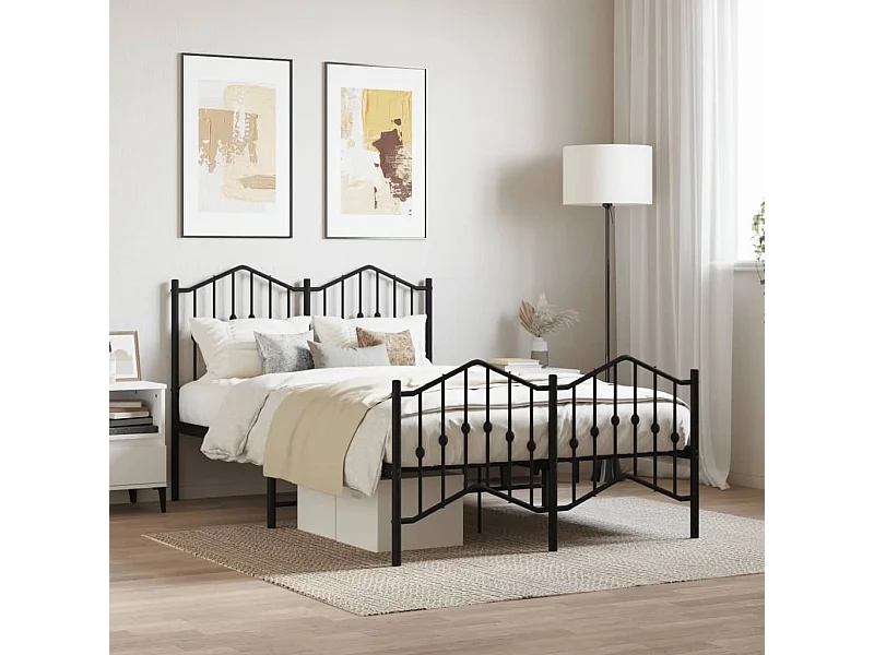 Bedframe met hoofd- en voeteneinde metaal zwart 120x200 cm