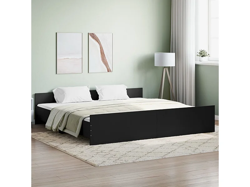 Bettgestell mit Kopf- und Fußteil Schwarz 200x200 cm