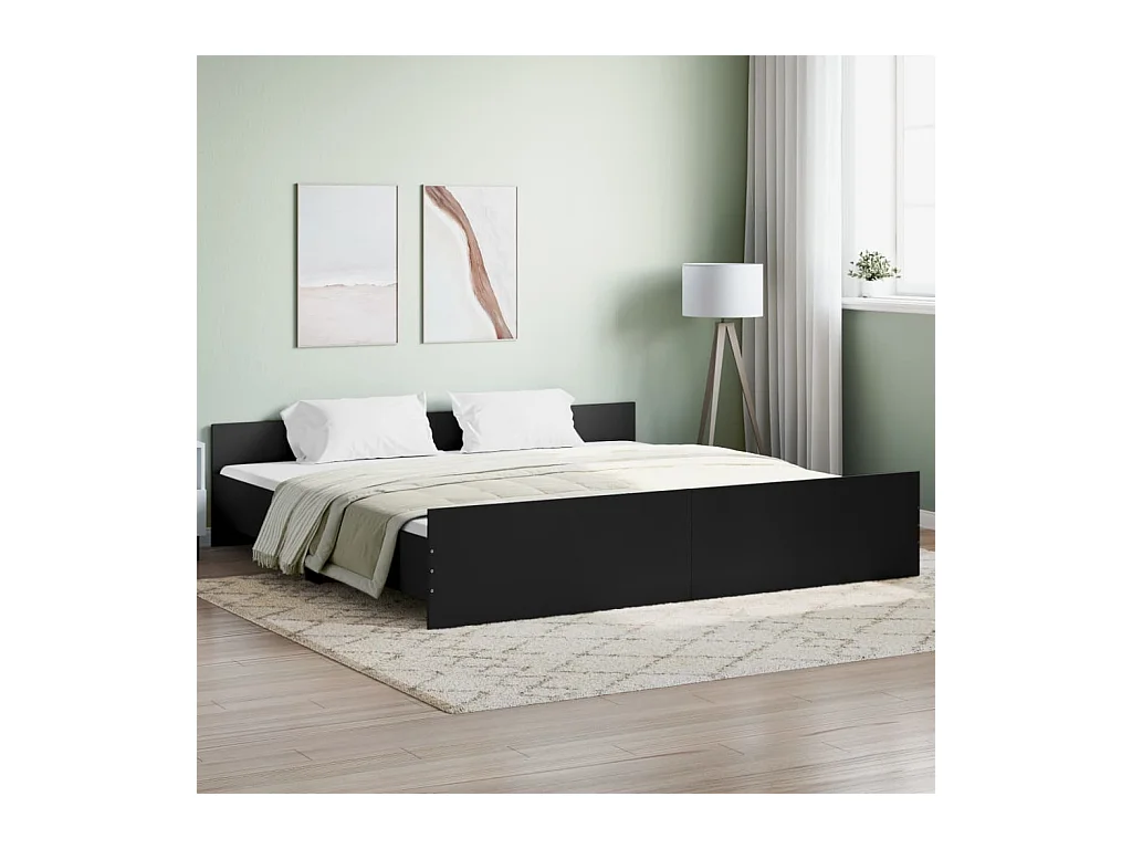 Giroletto con Testiera e Pediera Nero 200x200 cm