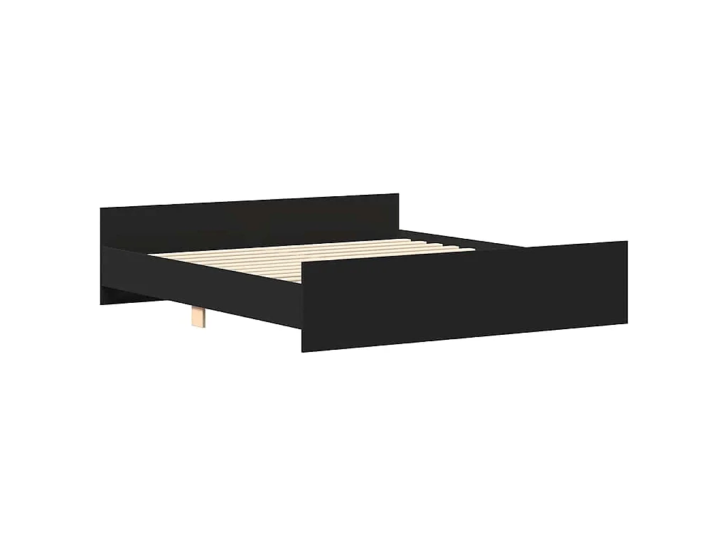 Bettgestell mit Kopf- und Fußteil Schwarz 200x200 cm