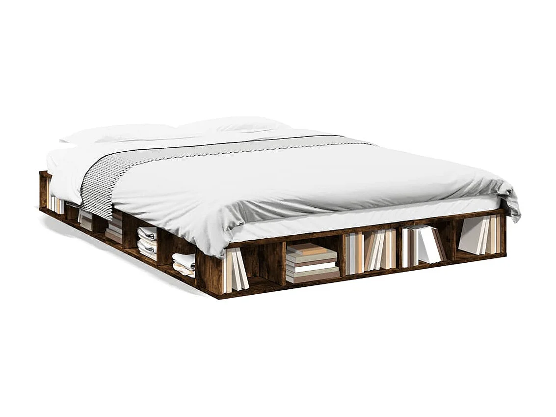 Cadre de lit sans matelas chêne fumé 150x200 cm