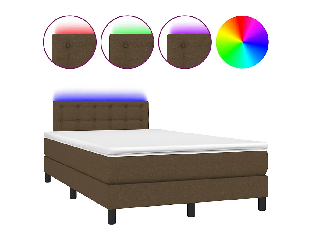 Boxspringbett mit Matratze & LED Dunkelbraun 120x190 cm Stoff