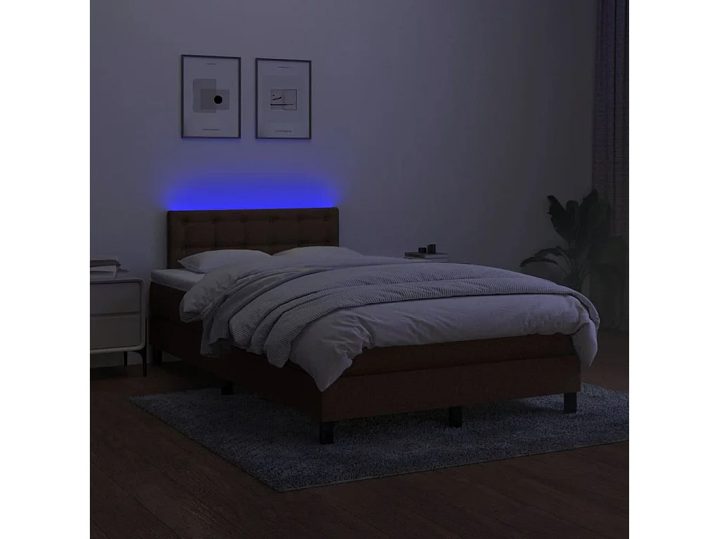 Boxspringbett mit Matratze & LED Dunkelbraun 120x190 cm Stoff