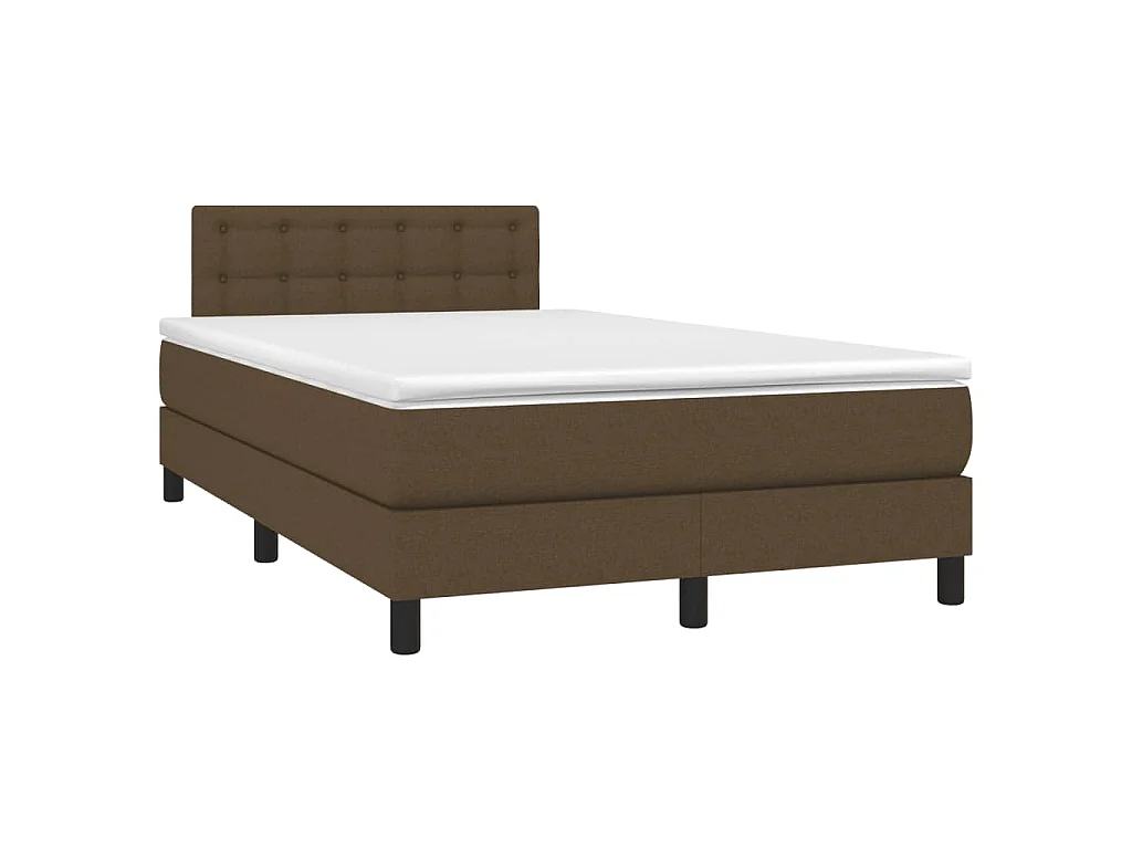 Sommier à lattes de lit matelas et LED marron foncé 120x190 cm