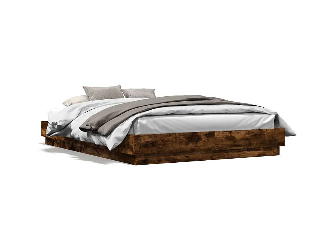 Cadre de lit sans matelas chêne fumé 150x200 cm