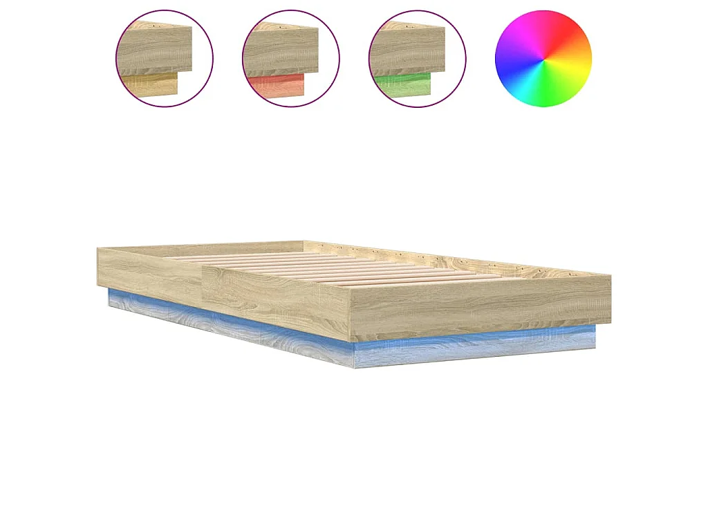 Bedframe met LED-verlichting sonoma eikenkleurig 90x200 cm