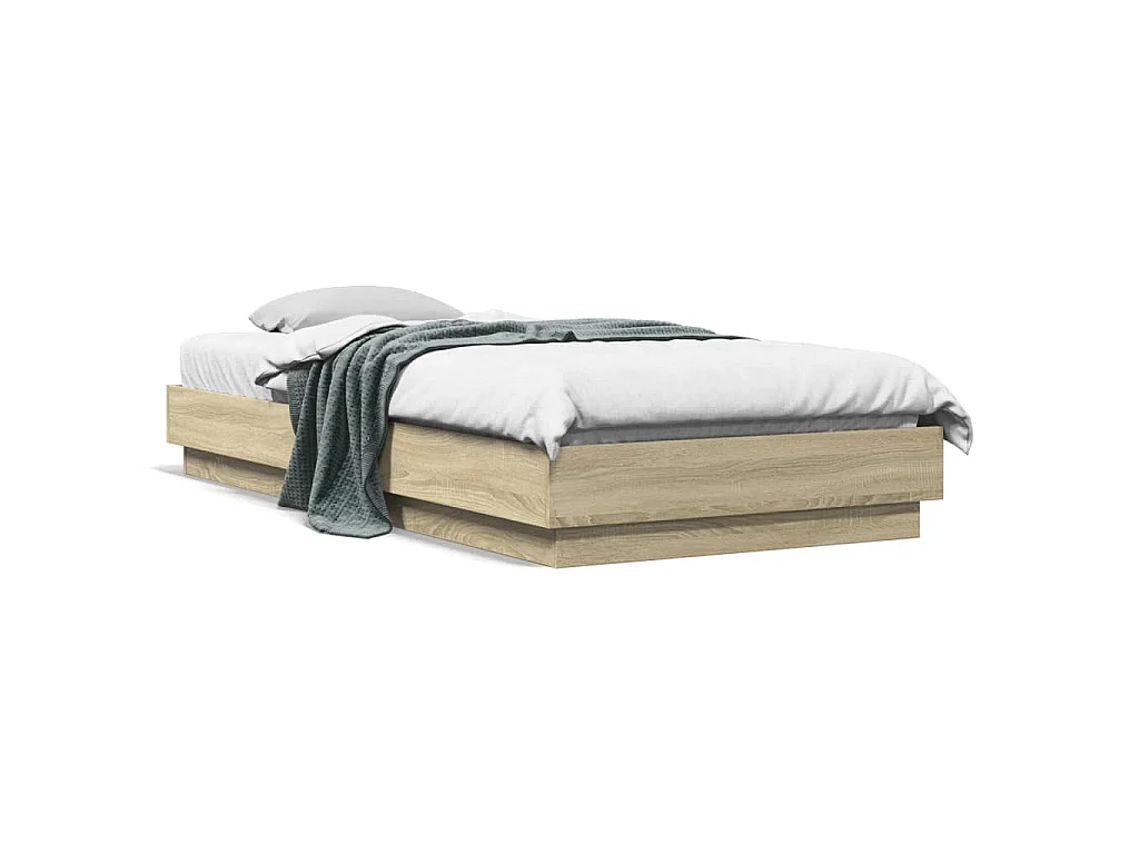 Bedframe met LED-verlichting sonoma eikenkleurig 90x200 cm