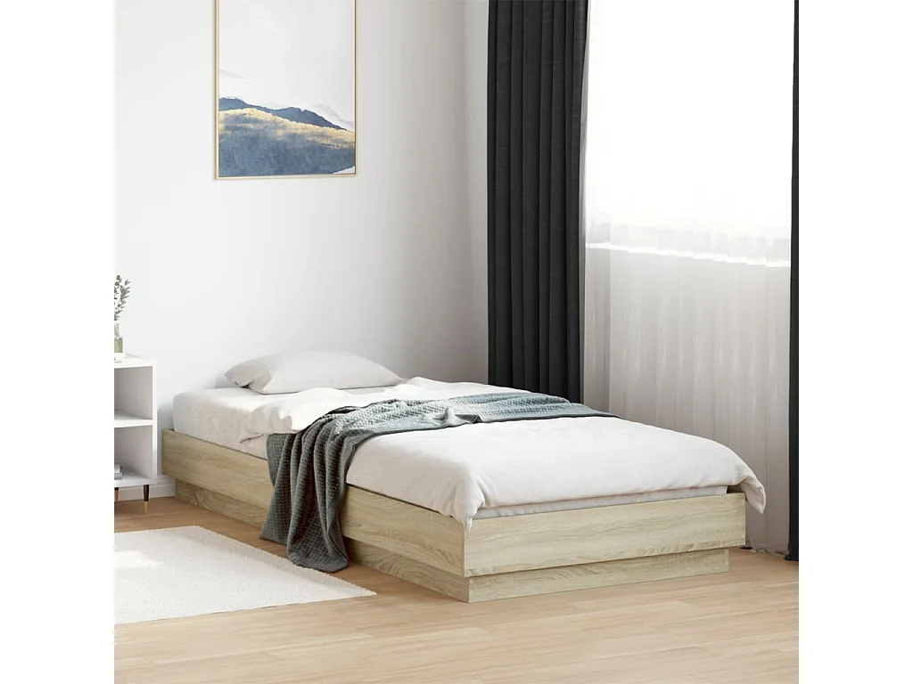 Bedframe met LED-verlichting sonoma eikenkleurig 90x200 cm