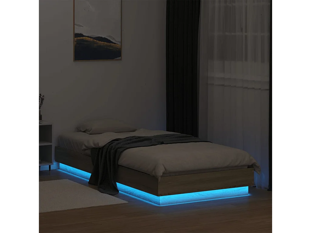 Bedframe met LED-verlichting sonoma eikenkleurig 90x200 cm