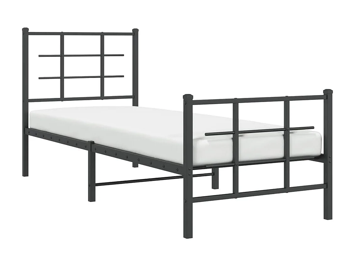 Cadre de lit métal sans matelas avec pied de lit noir 80x200 cm