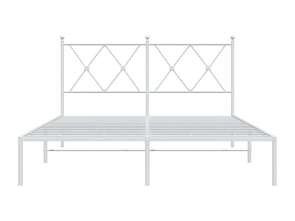 Cadre de lit métal sans matelas et tête de lit blanc 140x190 cm