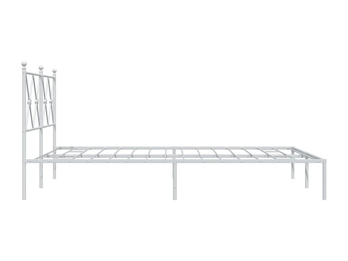 Cadre de lit métal sans matelas et tête de lit blanc 140x190 cm
