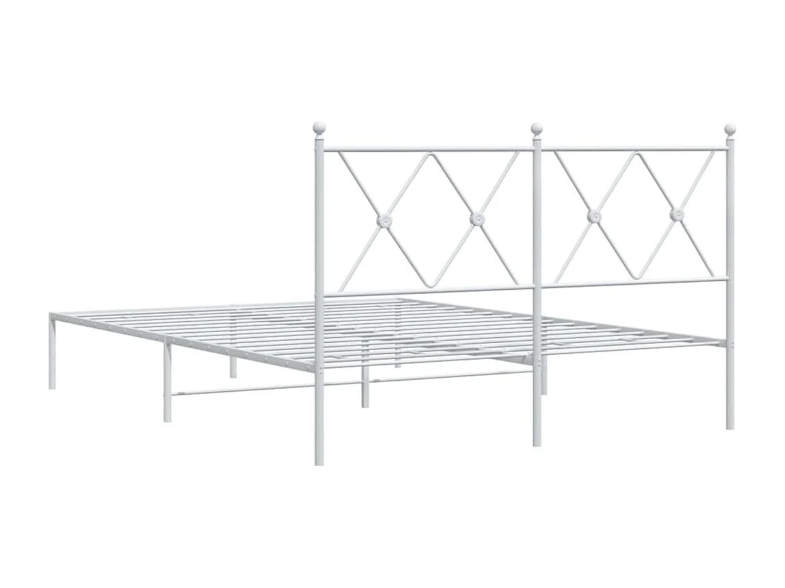 Cadre de lit métal sans matelas et tête de lit blanc 140x190 cm