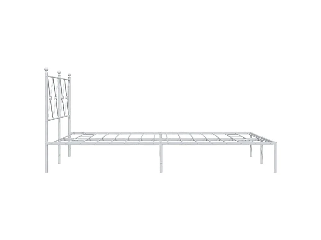 Cadre de lit métal sans matelas et tête de lit blanc 140x190 cm