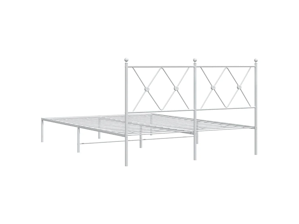 Cadre de lit métal sans matelas et tête de lit blanc 140x190 cm