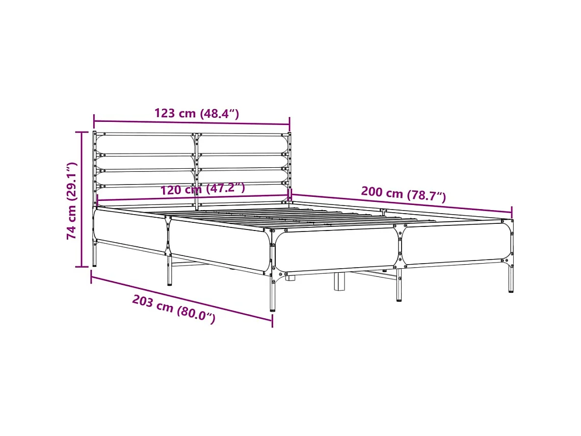 Cadre de lit sans matelas chêne sonoma 120x200 cm