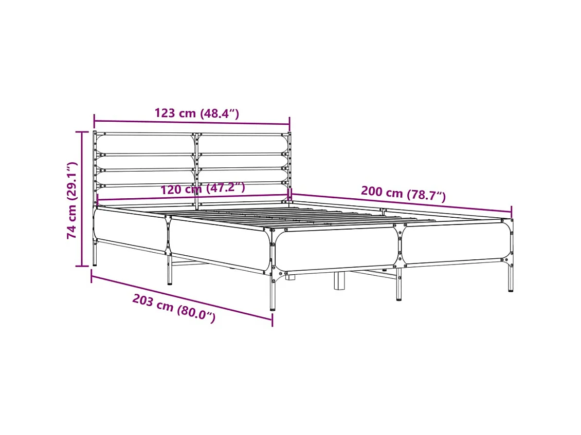 Cadre de lit sans matelas chêne sonoma 120x200 cm