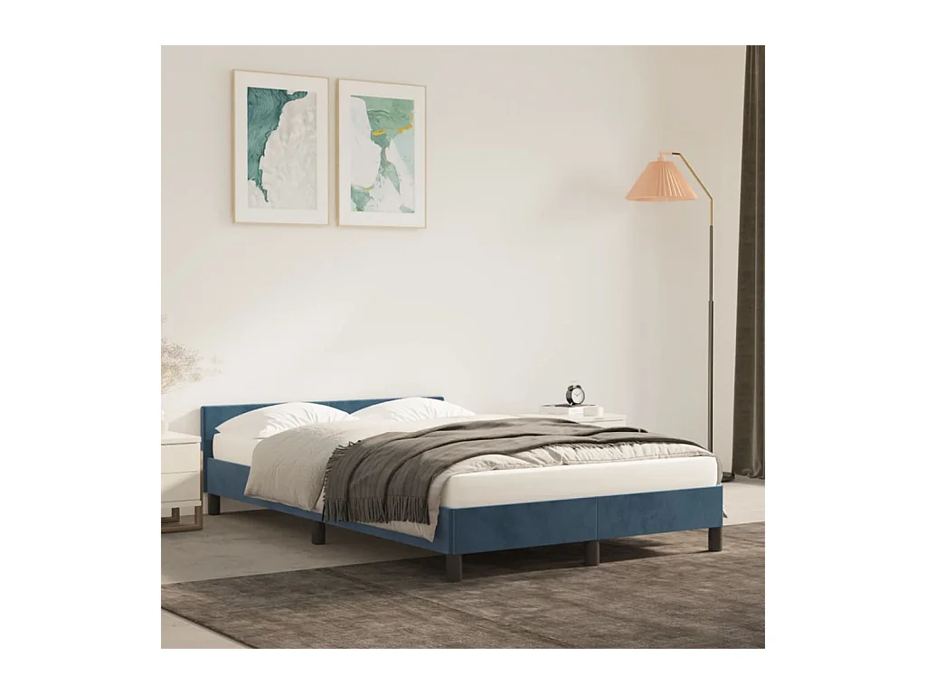 Bettgestell ohne Matratze Dunkelblau 120x190 cm Samt