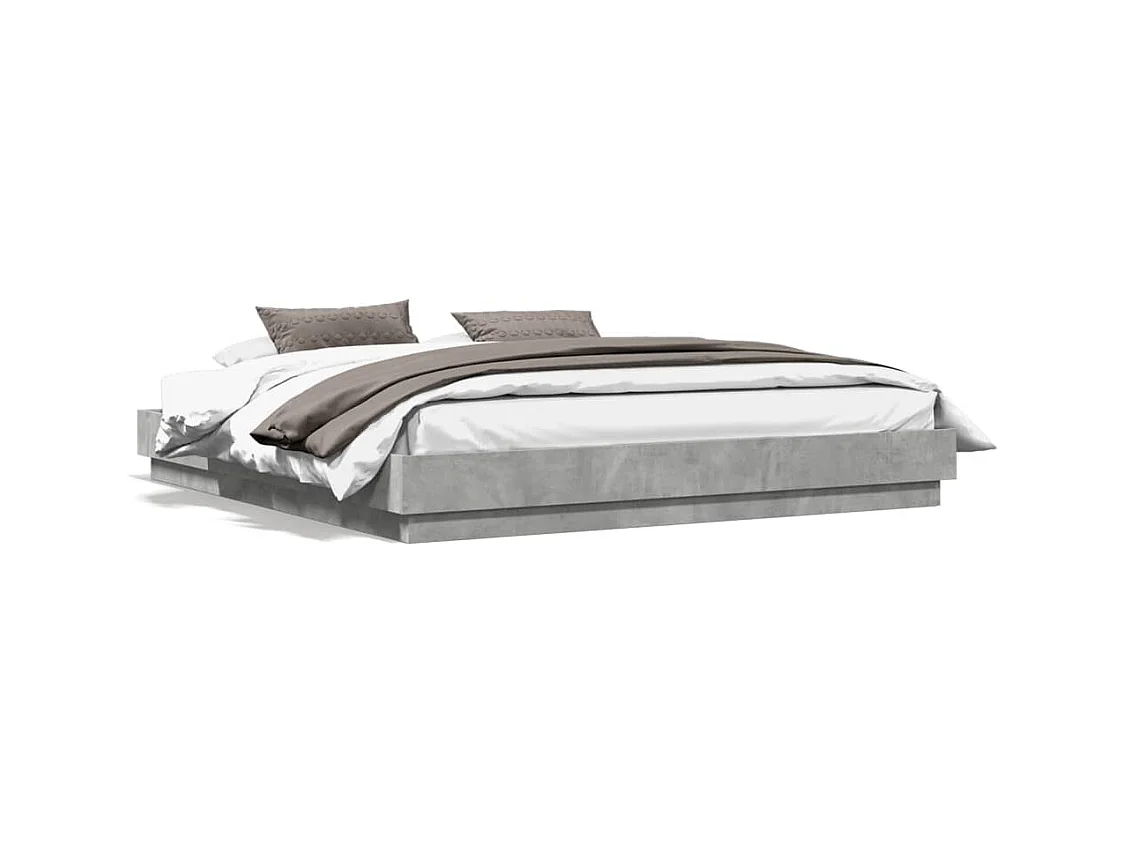 Cadre de lit sans matelas gris béton 200x200 cm