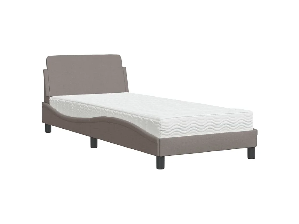 Bett mit Matratze "Dover" Taupe 90x190 cm Stoff