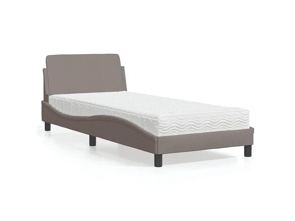 Bett mit Matratze "Dover" Taupe 90x190 cm Stoff