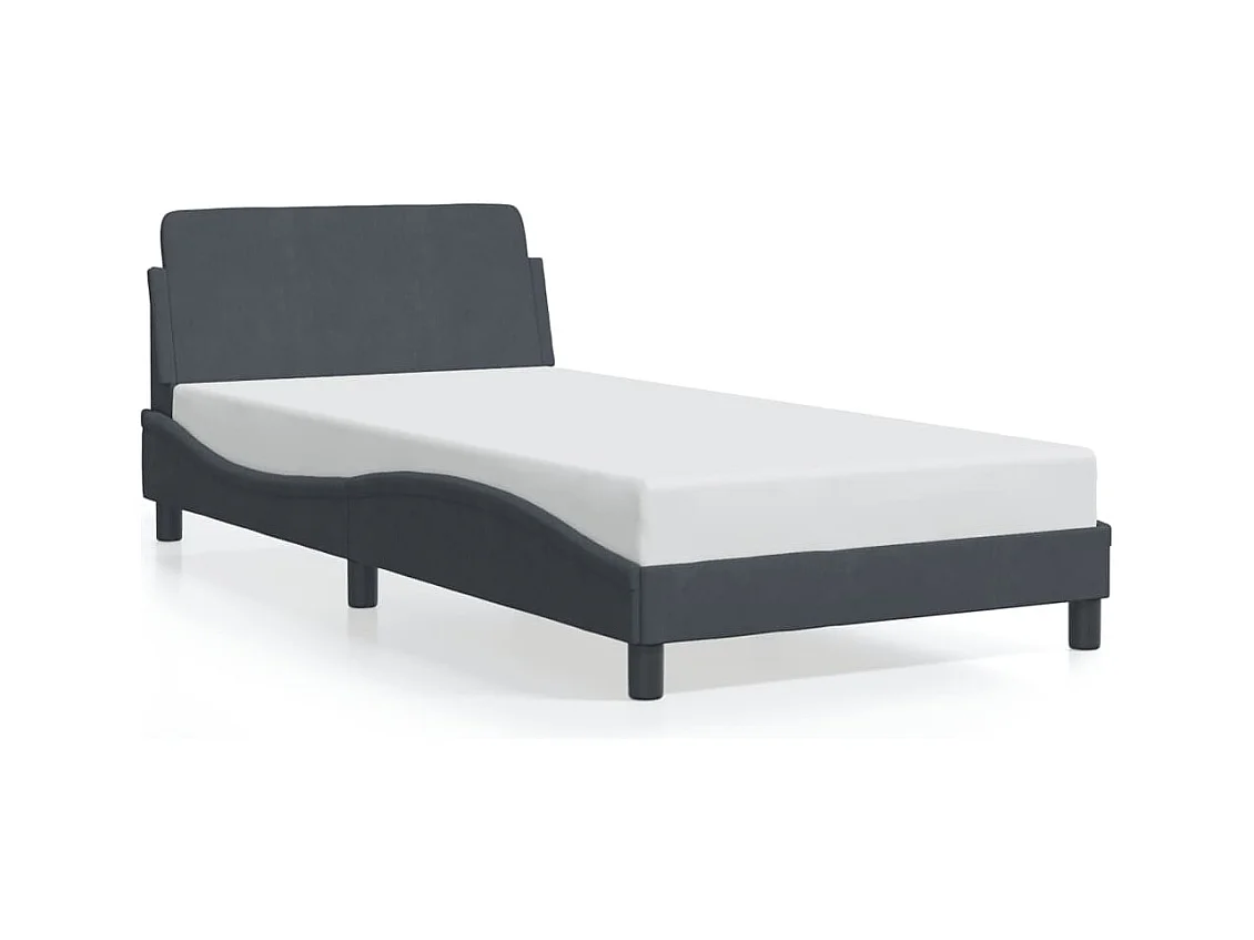 Cadre de lit Dover gris foncé 100x200 cm velours