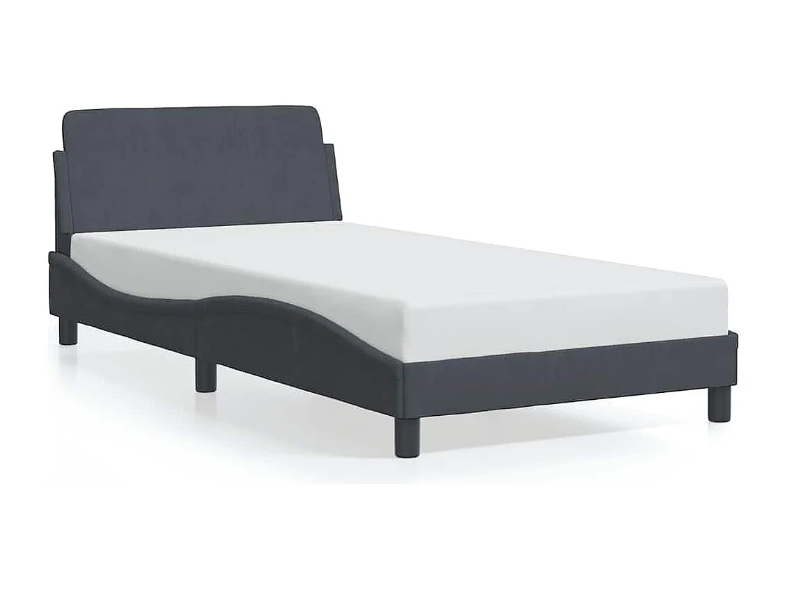 Cadre de lit Dover gris foncé 100x200 cm velours