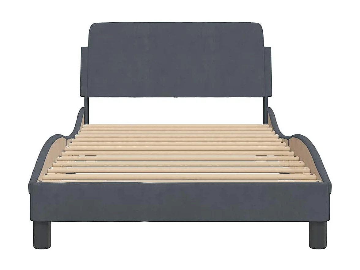 Cadre de lit Dover gris foncé 100x200 cm velours