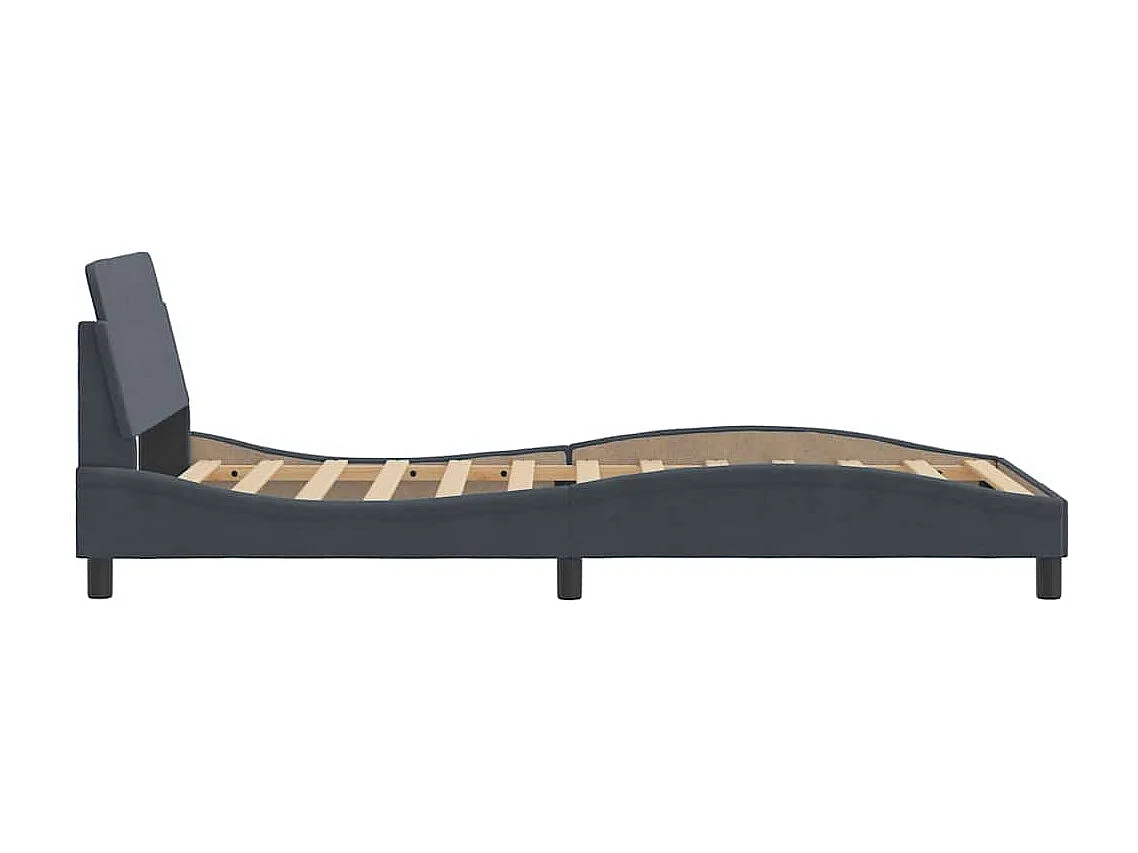Cadre de lit Dover gris foncé 100x200 cm velours