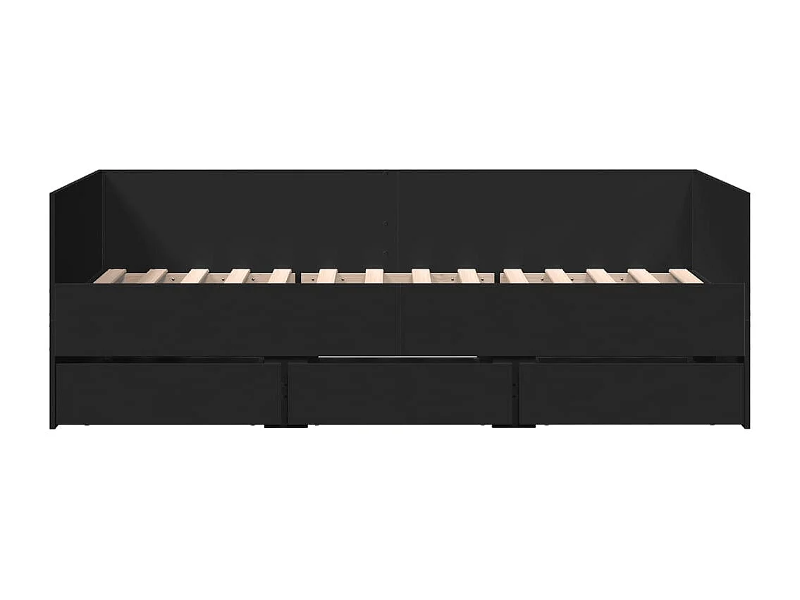 Tagesbett mit Schubladen ohne Matratze Schwarz 75x190 cm