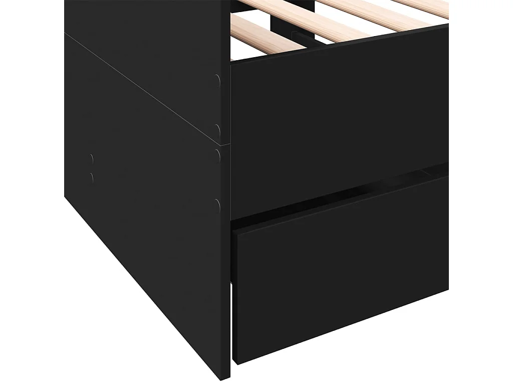 Tagesbett mit Schubladen ohne Matratze Schwarz 75x190 cm