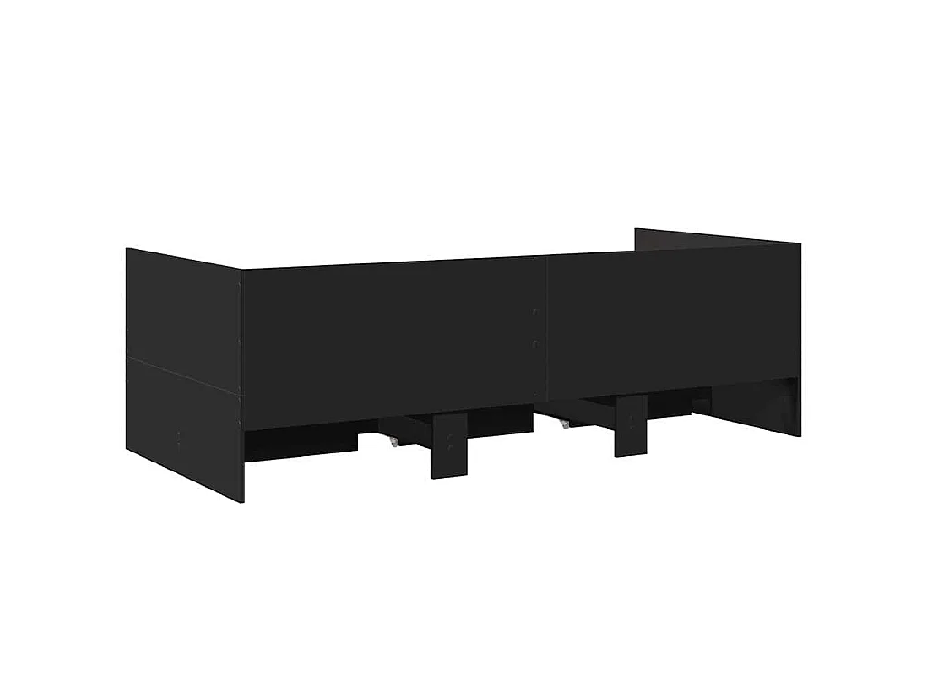Lit de jour avec tiroirs sans matelas noir 75x190 cm